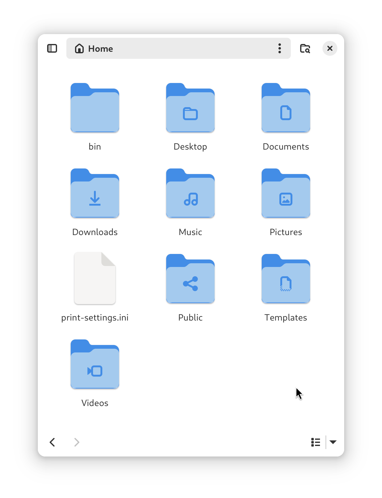 Screenshot of Nautilus (a file manager) on GNOME before using KDE Plasma: the icons and cursor follow the default Adwaita theme.